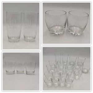 lot 72 image: Vintage Jumbo Glass Collection All Etched with M Monogram