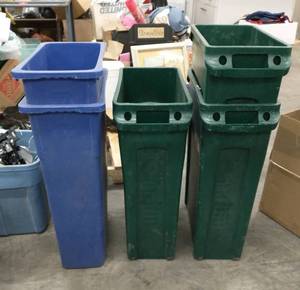 3 actual Slim Jim garbage cans and 2 similar