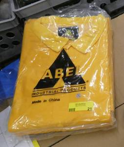 2 New Abel Rain Suits - Pants, Jacket, Hood - Size 2XL - Yellow with reflective stripe model 8100 coatpantshood