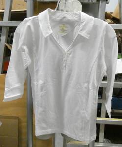 25 New womens shirt with collar - White size large and XL - Gabrielle Rohde Royce 94% Combed Cotton 6% Spandex, Machine wash cold