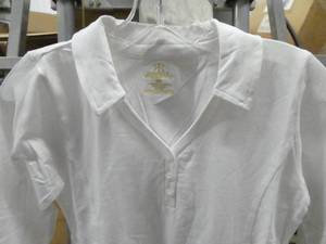 21 New womens shirt with collar - White 7 large, 12 XL,  2 4X - Gabrielle Rohde Royce 94% Combed Cotton 6% Spandex, Machine wash cold