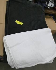 6 Black and 4 White hand towels  size 15x26, 100% cotton terry cloth