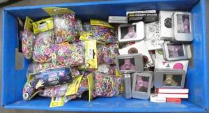 Box of Loom bands and Fidget spinners