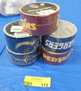 5 Rolls of Duck Tape with NFL teams on them