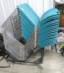 19 Stacking chairs on a mobile cart