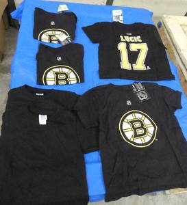 Four Boston Bruins shirts 56 and 2 blank black shirts 4T