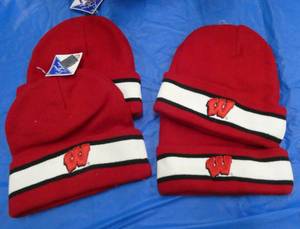 4 New Wisconsin Badgers adult stocking hats, nice