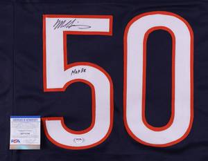 lot 11 image: Chicago Bears Mike Singletary Signed Navy Jersey Inscribed HOF 98 PSA COA