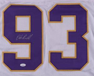 lot 9 image: Minnesota Vikings Legend John Randle Signed White Pro Style Jersey JSA Authentication