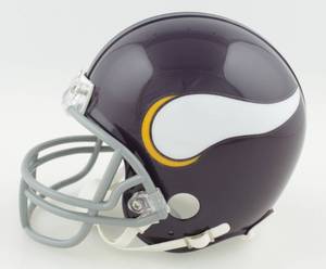 lot 5 image: Tommy Kramer Signed Vikings Throwback Mini Helmet Beckett COA
