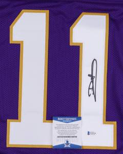 lot 7 image: Minnesota Vikings Great Dante Culpepper Signed Purple Pro Style Jersey Beckett Authenticated