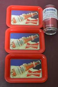 qty of 3 Budweiser tin trays