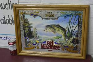 Old Milwaukee Beer The Bass mirrored sign No 2