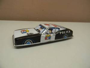 VINTAGE 1960s POLICE CAR #7237 JAPAN TIN LITHO FRICTION TOY - NICE - WORKS - AWESOME PIECE - APPROX 5.5 - SEE PICTURES