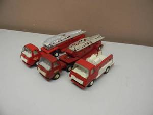 2 - Vintage 1970s Tonka Diecast Metal Fire Truck & Ladder Trailer Red & Vintage 1970s Mini Tonka Fire Truck Pumper - VERY COOL NICE SET - SEE PICTURES