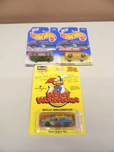 164 SCALE - REVELL RACING WOODY WOODPECKER - HOTWHEELS SUGAR RUSH 96 MUSTANG #744 - HOTWHEELS OLDS AURORA GTS-1 #911 - GREAT SET - SEE PICTURES