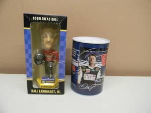 DALE EARNHARDT JR. NAPA RACING BOBBLEHEAD DOLL &  #88 NATIONAL GAURD TIN OIL CAN COIN BANK - NICE SET - SEE PICTURES