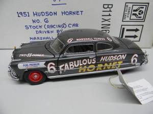 RARE - FRANKLIN MINT 124 SCALE 1951 #6 FABULOUS HUDSON HORNET - MARSHALL TEAGUE - MINT IN BOX - AWESOME FANTASTIC PIECE - SEE PICTURES