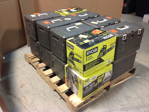 Pallet with assorted RYOBI Gas Chainsaw with Heavy-Duty Case Customer Returns various conditions See Pictures