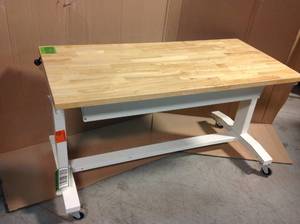 Husky 52 in. Adjustable Height Work Table with 2-Drawers in White Customer Returns See Pictures