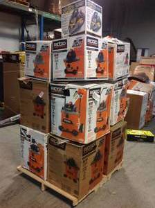 Pallet with RIDGID Shop Vacs&nbsp Various Models and Conditions See Pictures