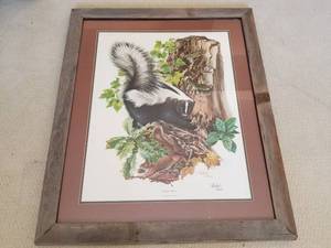 Vintage Signed Lithograph in Barnwood Frame