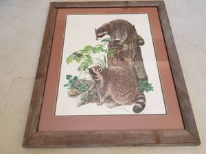 Vintage Signed Lithograph in Barnwood Frame