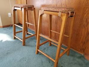 Vintage Handmade Oak Stools