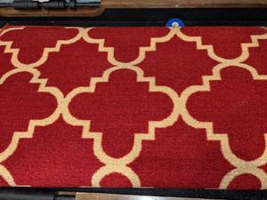 lot 91 image: Trellis Lattice Moroccan Geometric Modern Red Runner Rug 27 x 910