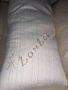 lot 32 image: Luxury Shredded Memory Foam Body Pillow wBamboo Cover