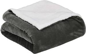 lot 36 image: Amazon Basics Ultra-Soft Micromink Sherpa Comforter, Charcoal, King