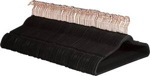 lot 53 image: Amazon Basics Velvet Non-Slip Hangers, BlackRose Gold - Pack of 100