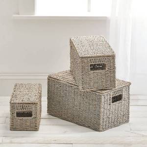lot 56 image: Set of 3 mDesign Natural Woven Seagrass Nesting Organizer Baskets