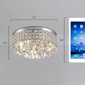 lot 69 image: Maxax 4 Light Crystal Drum Chandelier, Flush Mount, Chrome