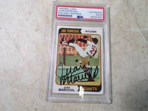 lot 15 image: Authentic Juan Marichal Autographed 1974 Card HOF