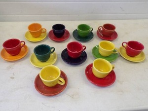 lot 18 image: Awesome Fiestaware 11 Colorful Cups With Saucers No Cracks or Chips