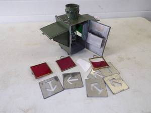 lot 23 image: Rare Vintage German Military Signal Lantern with Signal Slides