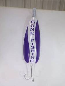 lot 37 image: Metal Gone Fishing Wall Dcor Made to look like Large Lure