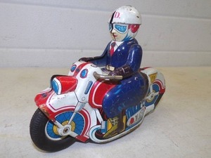 lot 7 image: Super Rare Japan Made Tin Friction Toy Motorcycle  works