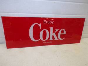 lot 65 image: Vintage Plexiglass Enjoy Coke Sign