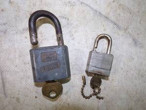 lot 91 image: 2 Vintage Padlock Slay Maker and Master Lock Both Work with Keys