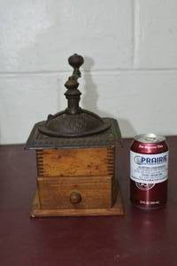 lot 18 image: Antique Imperial Coffee Mill Grinder Cast Iron and wood