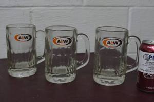 lot 20 image: 3 matching 1990s A & W Root Beer Mug Heavy Stein
