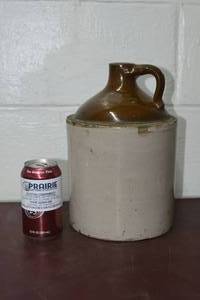 lot 10 image: Vintage Tan and Brown Stonewear Jug