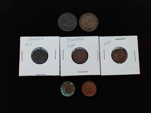 7 Canadian 1 Cent Coins