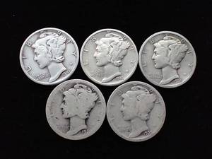 5 Mercury Dimes