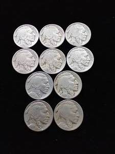 10 Buffalo Nickels