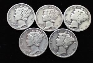 5 Mercury Dimes