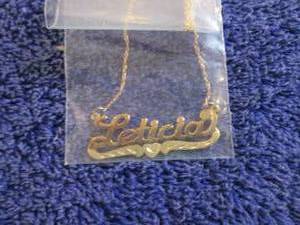 lot 73 image: 10K Gold Personalized Script Name N...