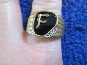 lot 95 image: Mens 14K Gold Over Base Metal Blac...